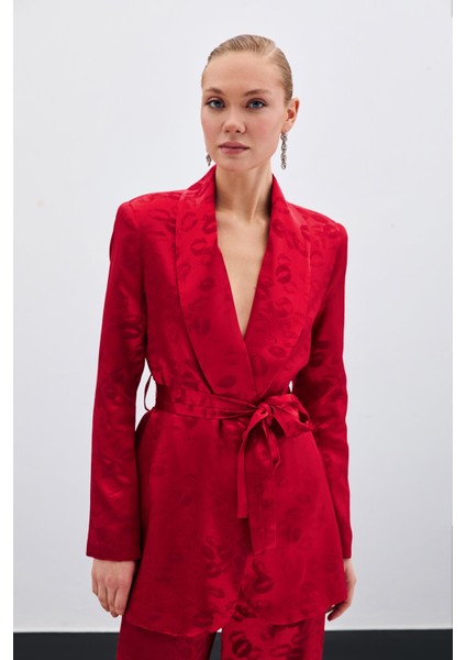Şal Yaka Kuşaklı Ceket - Kırmızı fiyatları