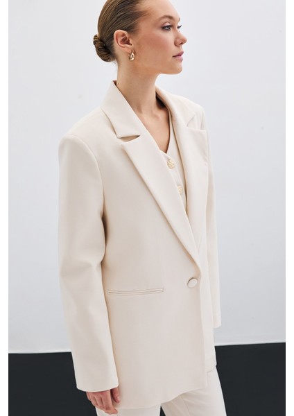 Ön Tek Düğmeli Uzun Ceket - Bej fiyatları