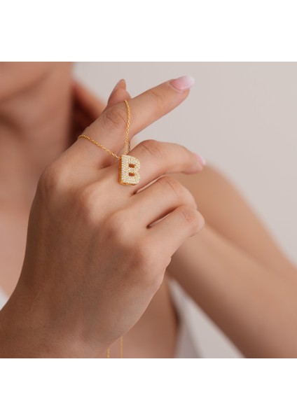 925 Ayar Radyum Kaplama Harfli B Harfi Gümüş Kolye fırsatları