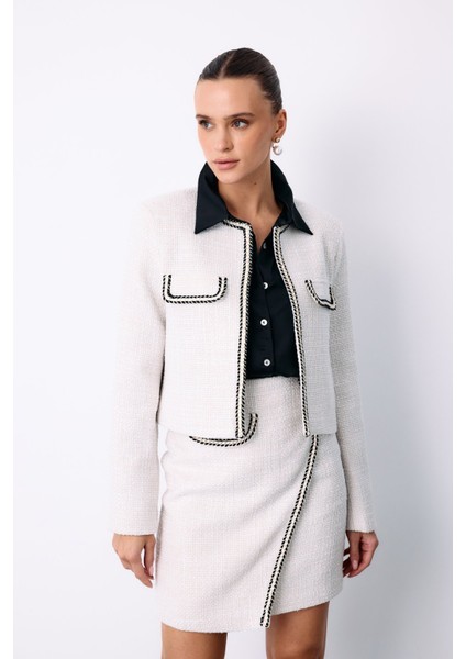 Bisiklet Yaka Kısa Ceket - Taş fiyatları