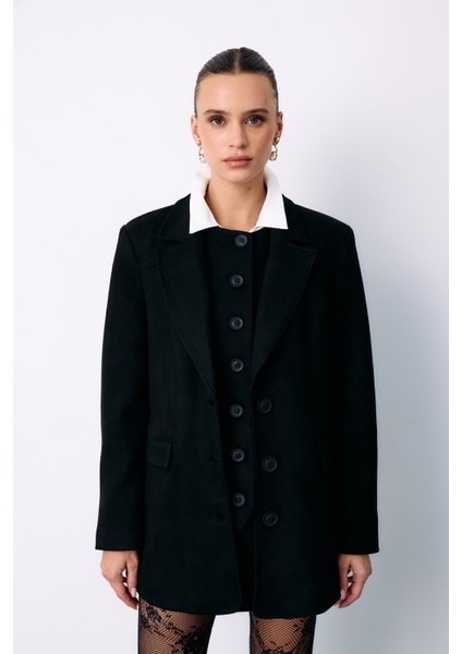 Düğmeli Süet Ceket - Siyah modelleri