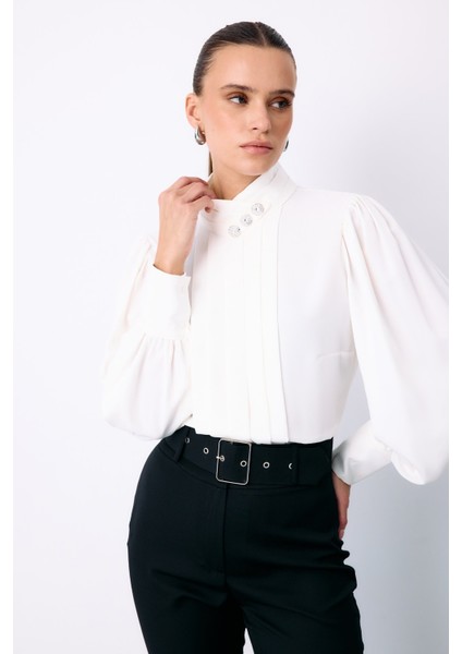 Nervür Detaylı Bluz - Ekru fiyatları