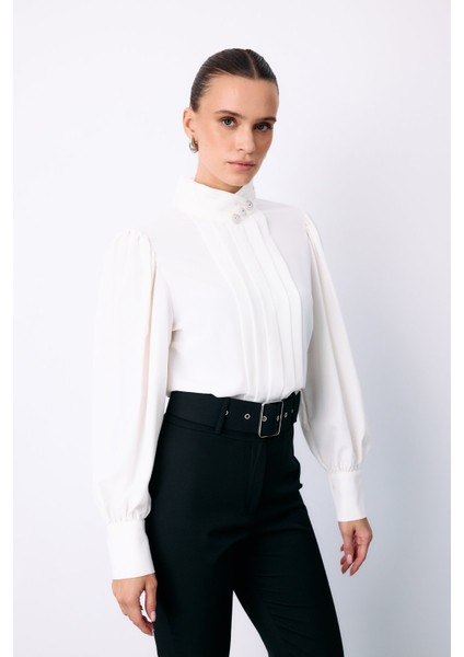 Nervür Detaylı Bluz - Ekru modelleri
