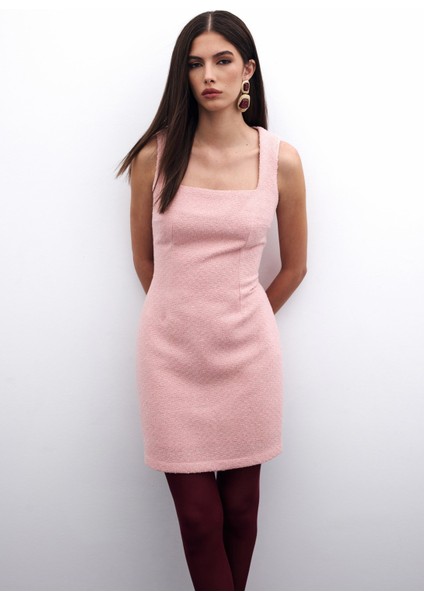 Mini Tüvit Elbise - Pudra modelleri