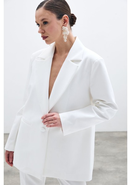 Ön Tek Düğmeli Uzun Ceket - Ekru fiyatları
