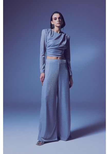 Simli Salaş Pantolon - Gümüş