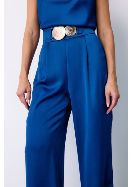 Salaş Krep Saten Pantolon - Sax Mavi indirimleri