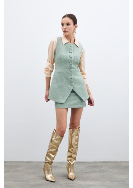 Düğmeli Tüvit Yelek - Mint fiyatları