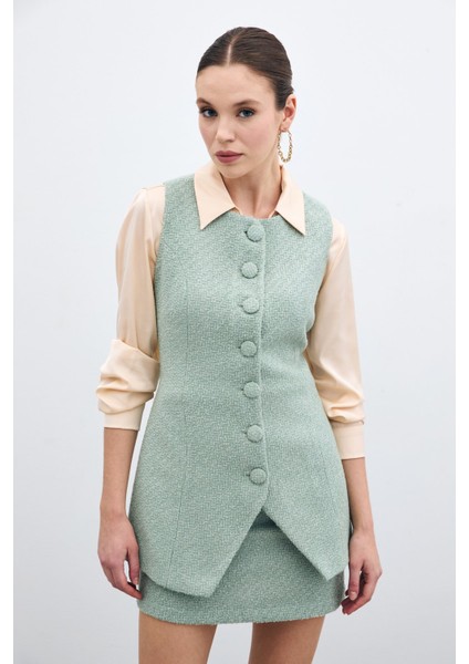 Düğmeli Tüvit Yelek - Mint modelleri