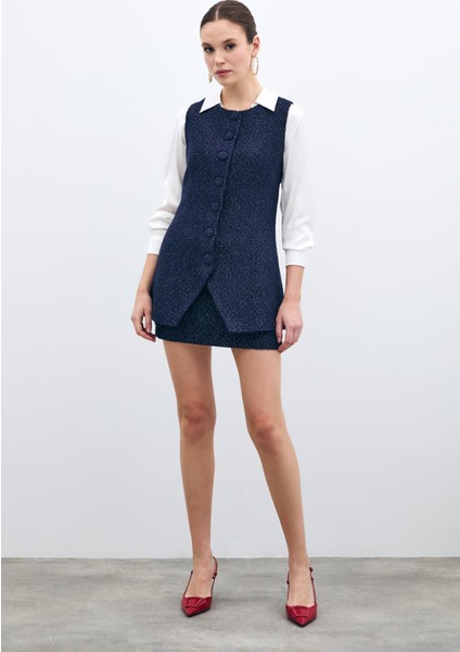 Düğmeli Tüvit Yelek - Lacivert