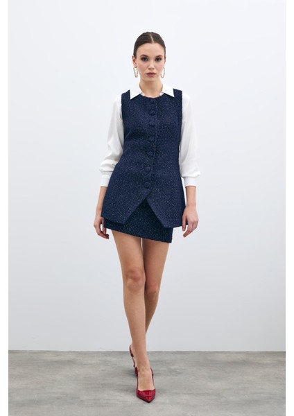 Düğmeli Tüvit Yelek - Lacivert fiyatları