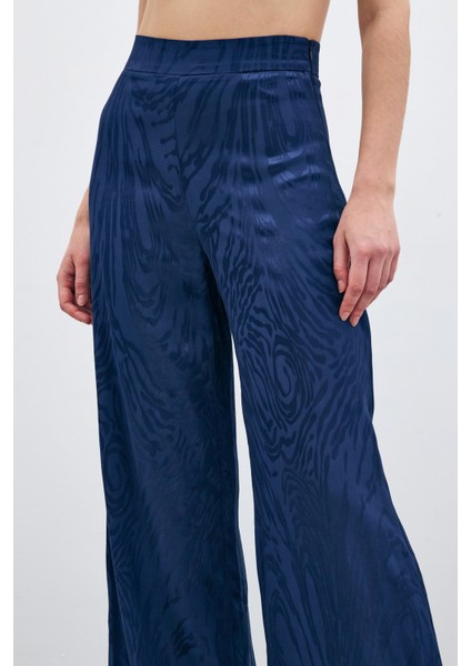 Yüksek Bel Desenli Pantolon - Lacivert indirimleri