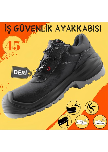 Iş Ayakkabısı Su Itici Deri 45 Numara Çelik Demir Burunlu Inşaatçı Tekstil Güvenlik Ayakkabı