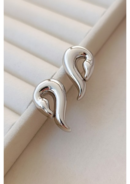 Kuğu Figür Silver Modern Günlük Elbise Küpe