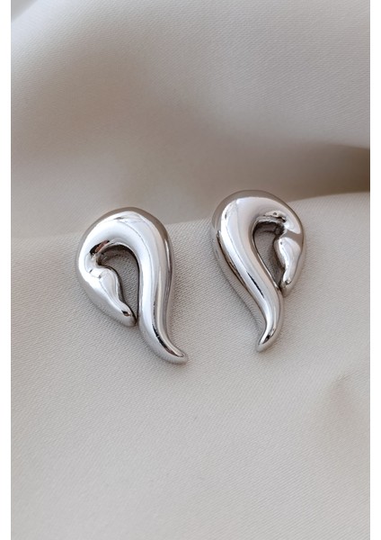 Kuğu Figür Silver Modern Günlük Elbise Küpe modelleri