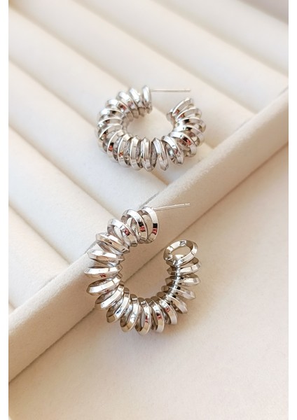 Modern Silver Spiral Halkalı Zarif Günlük Minimal Küpe
