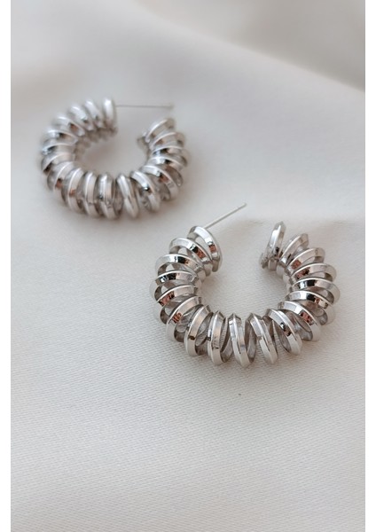Modern Silver Spiral Halkalı Zarif Günlük Minimal Küpe