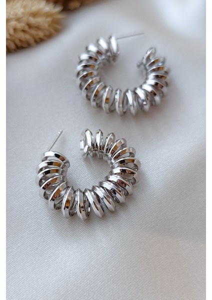 Modern Silver Spiral Halkalı Zarif Günlük Minimal Küpe