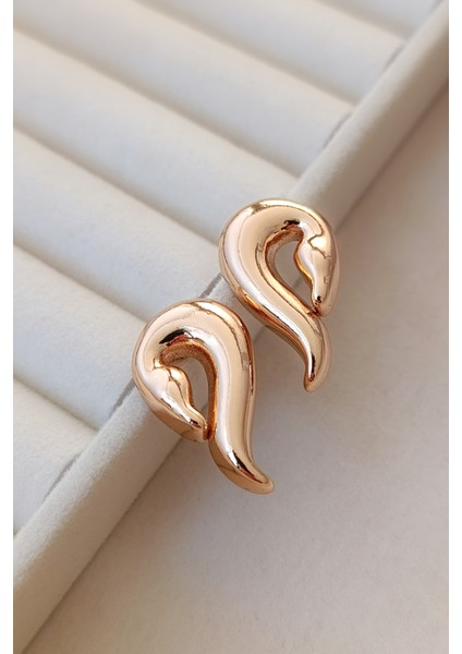 Kuğu Figür Rose Modern Günlük Elbise Küpe