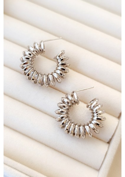 Modern Silver Spiral Halkalı Zarif Günlük Minimal Küpe