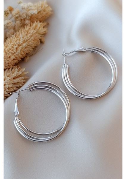 Çoklu Halka Detaylı Silver Zarif Küpe Tasarımı fırsatları