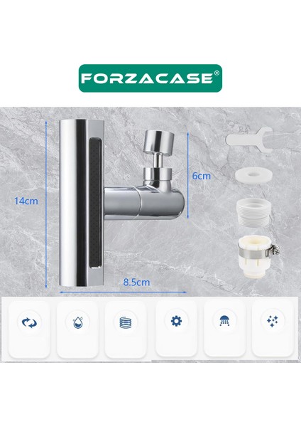 360 Derece Döner Musluk Başlığı Su Tasarruflu Çok Fonksiyonlu Musluk Ucu - FC935 modelleri