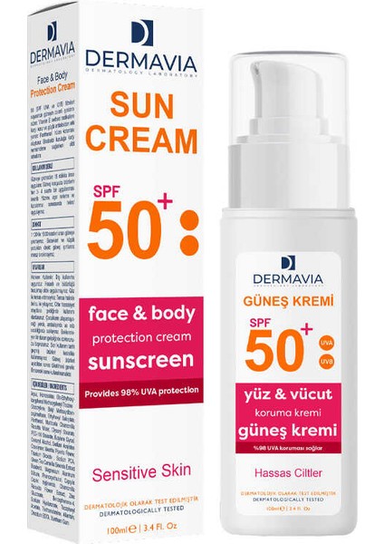 Dermavıa SPF50+ Güneş Kremi Hassas Ciltler 100 ml
