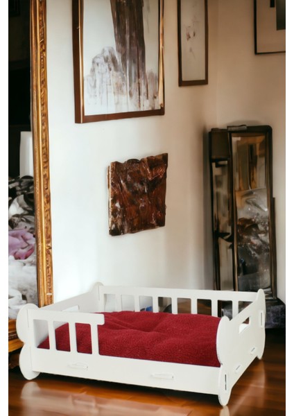 Köpek Yatağı Ahşap Beyaz Renk Model 1