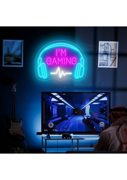 Oyunculara Özel I'm Gaming Yazılı Neon LED Işıklı Tablo