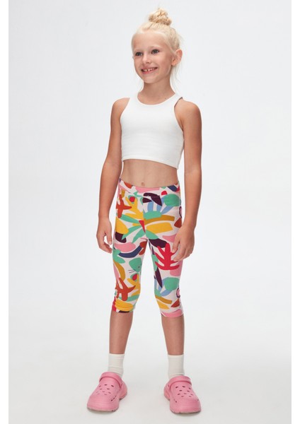 Cutouts Foliage Kız Çocuk Desenli Diz Altı Tayt Kapri