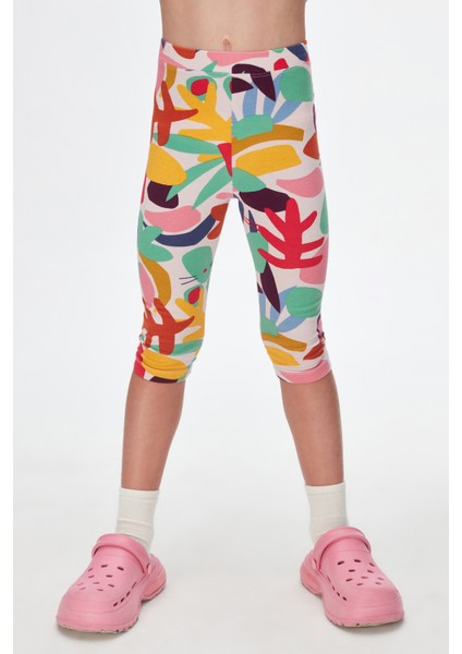Cutouts Foliage Kız Çocuk Desenli Diz Altı Tayt Kapri fiyatları