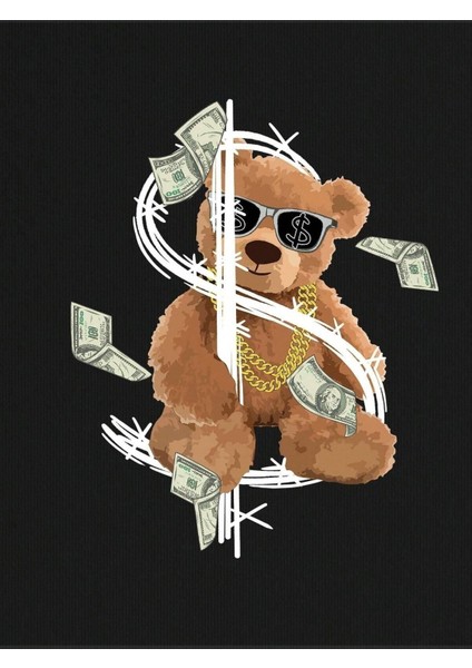 Dolar Bear Baskılı Oversize T-Shirt Salaş Boyfirend fiyatları
