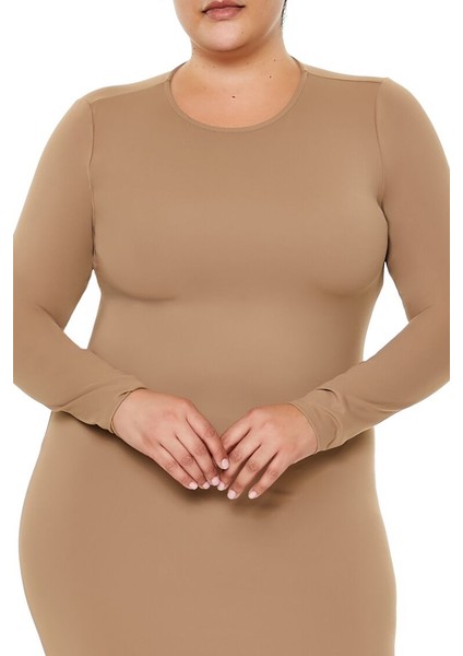 Plus Size Şekillendiren Midi Elbise