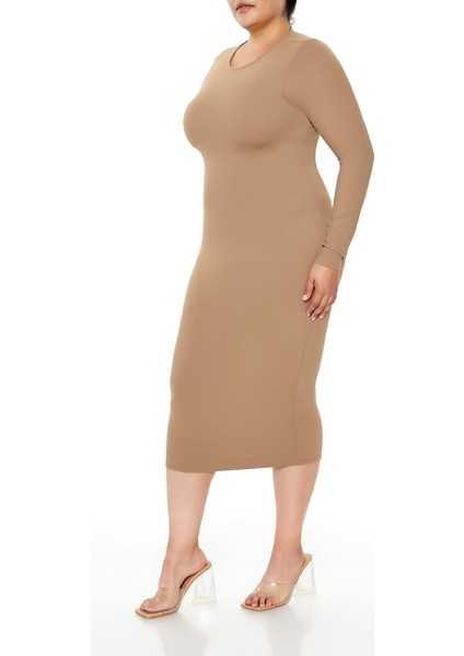 Plus Size Şekillendiren Midi Elbise