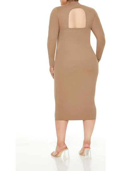 Plus Size Şekillendiren Midi Elbise