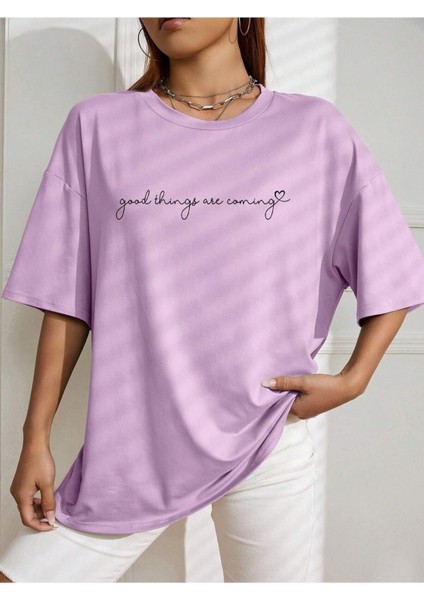 Good Things Baskılı Oversize T-Shirt Salaş Boyfirend