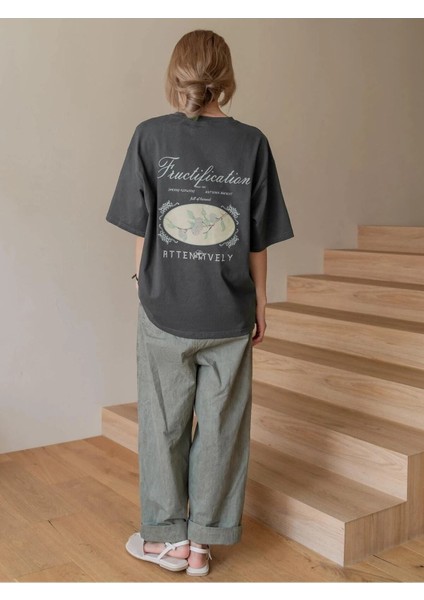 Füme Oversize T-Shirt Attentively Baskılı fiyatları