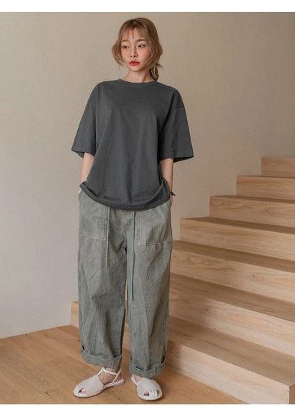 Füme Oversize T-Shirt Attentively Baskılı fırsatları