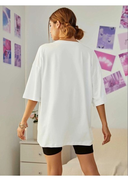 Ayıcık Baskılı Kadın Oversize T-Shirt Salaş Boyfirend fiyatları