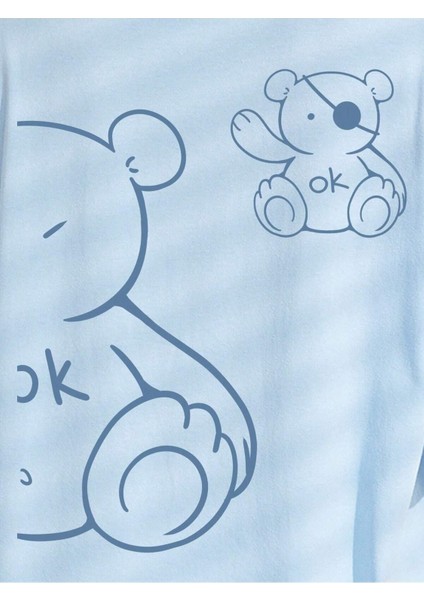 Ayıcık Baskılı Kadın Oversize T-Shirt Salaş Boyfirend modelleri