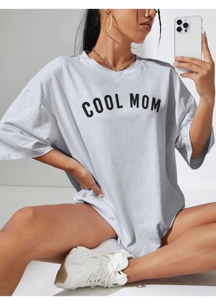 Cool Mom Baskılı Kadın Oversize Salas T-Shirt Boyfriend