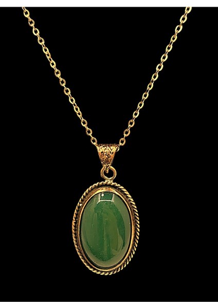 Kadın Doğal Taşlı Saf Bakır Kolye