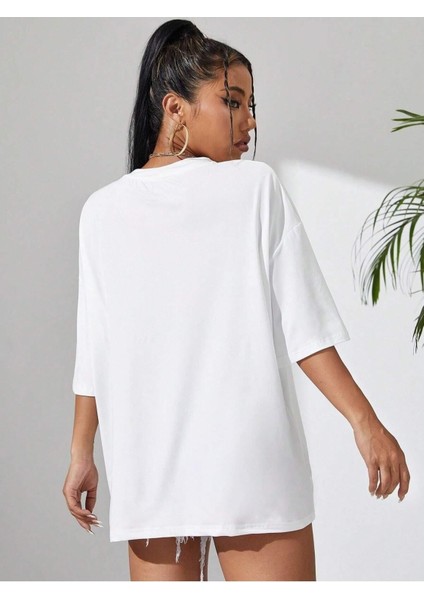 Mama Leopar Baskılı Oversize T-Shirt Salaş Boyfirend