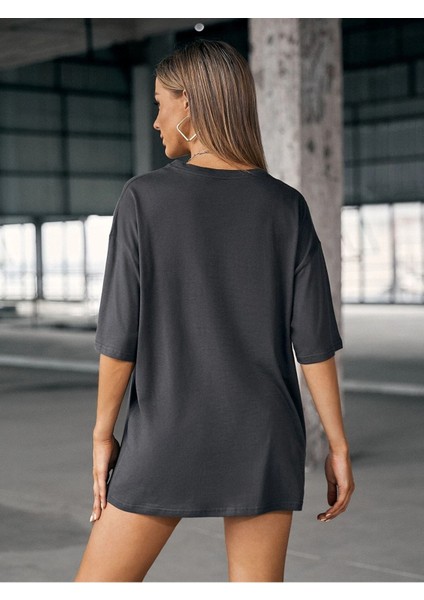 Kadın Kalp Baskılı Oversize T-Shirt modelleri