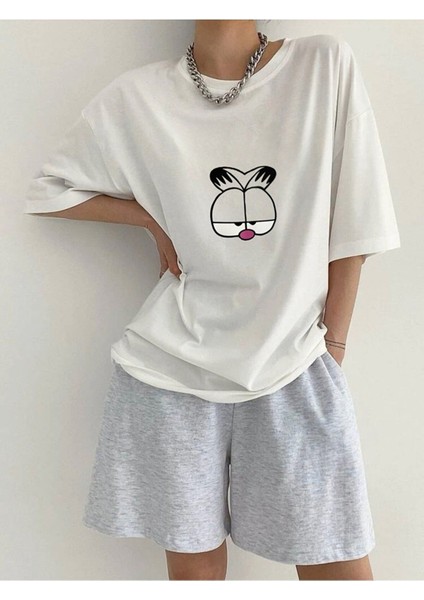 Garfield Baskılı Oversize T-Shirt Salaş Boyfirend