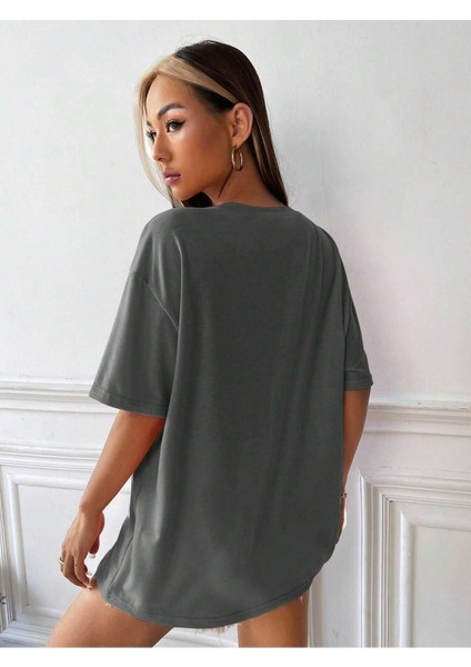 Aloha Baskılı Oversize T-Shirt Salaş Boyfirend fiyatları