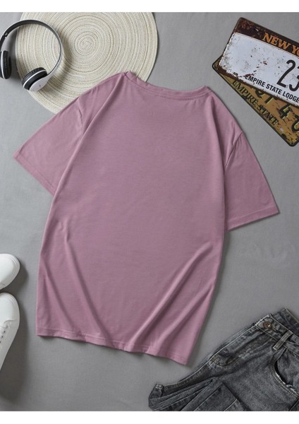 Kadın Mor Baby Girl Baskılı Oversize T-Shirt fiyatları