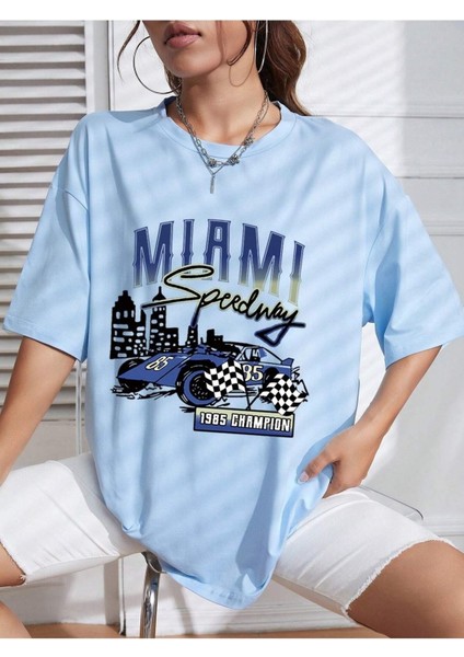 Speed Baskılı Oversize T-Shirt Salaş Boyfirend
