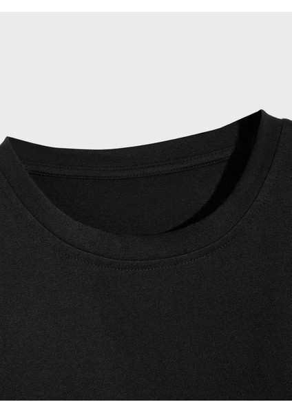Unisex Siyah Nasa Ayıcık Baskılı Oversize T-Shirt ve Şort Kombin