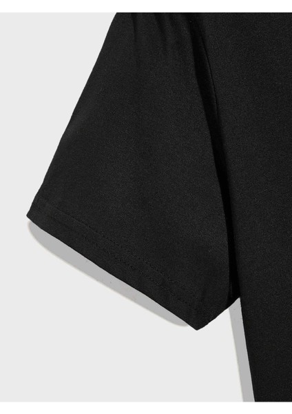 Unisex Siyah Nasa Ayıcık Baskılı Oversize T-Shirt ve Şort Kombin